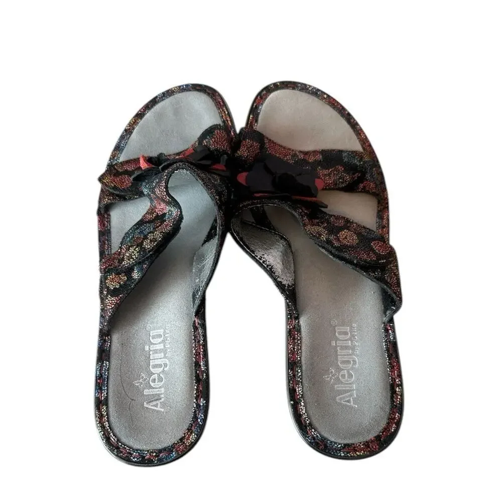 Alegria Lana Flora Fiesta Wedge Sandals Size 41 (US 10.5-11) Black/Red Floral